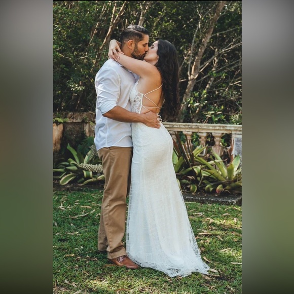 Lulus White Bridal Dress - Wonderstruck White Glitter Lace-Up Dress - Picture 3 of 6